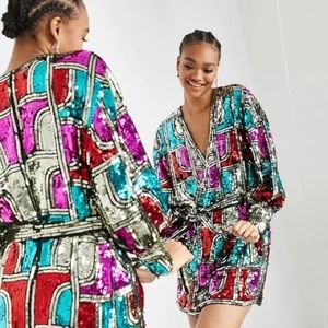 ASOS EDITION mini wrap dress with graphic sequin *sold out*